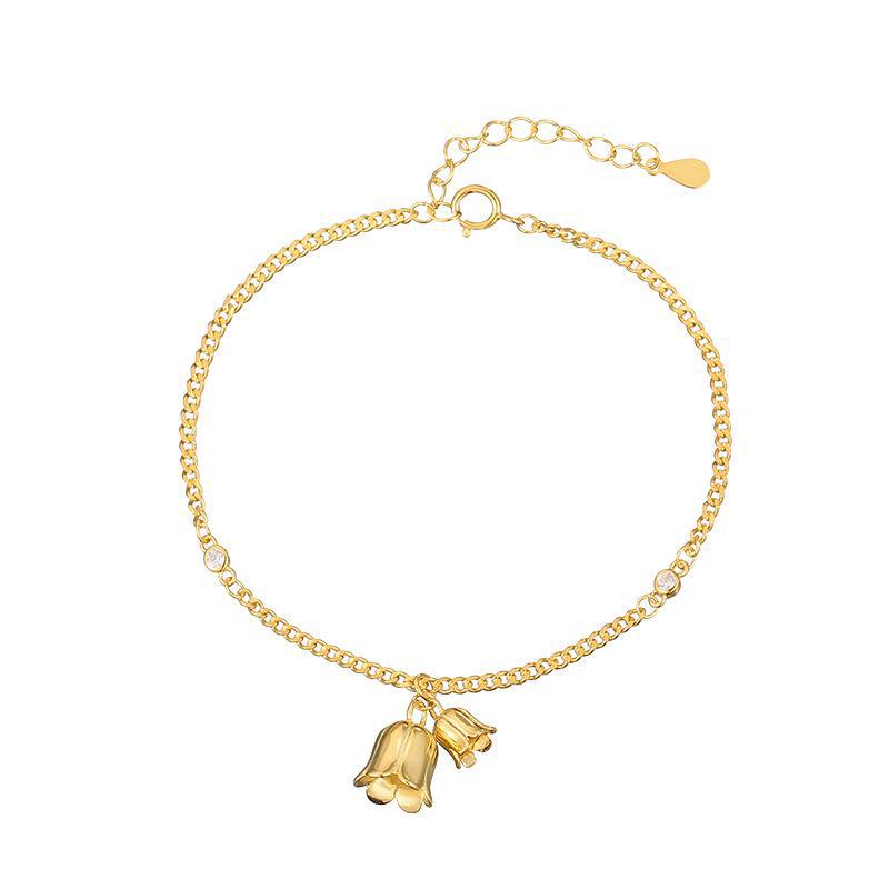 Lily of the Valley S925 Silver Zircon Bracelet for Women - Versatile & Artistic Design