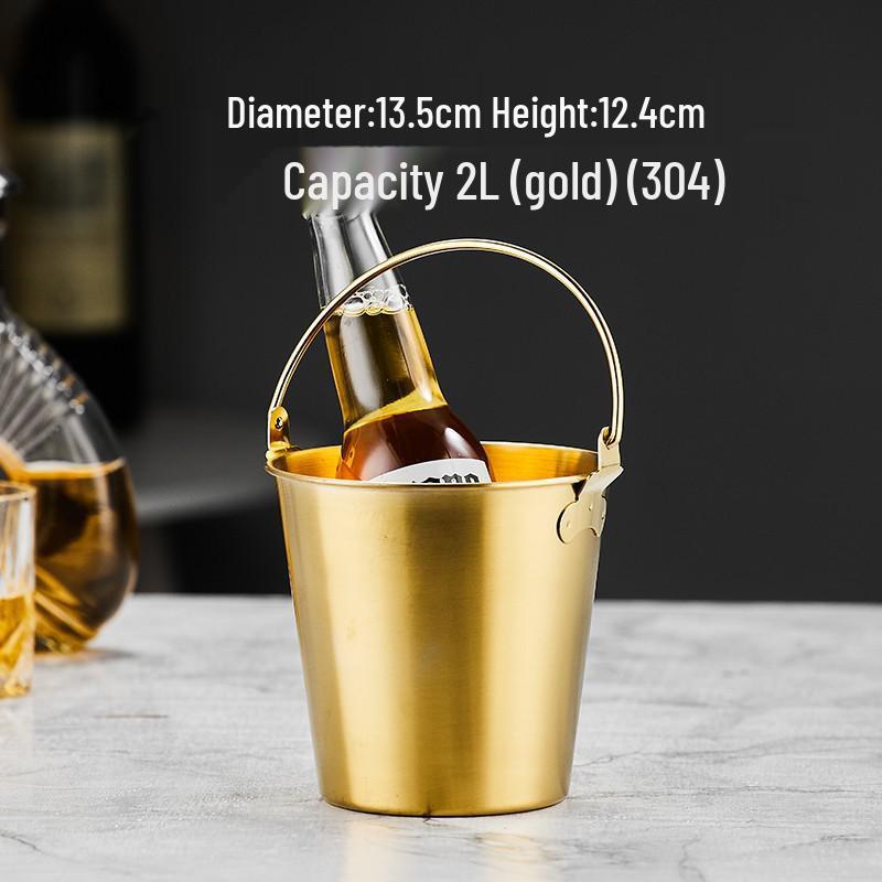 3L Double-Layer Insulated 304 Stainless Steel Ice Bucket with Thickened Handle for Wine & Beer