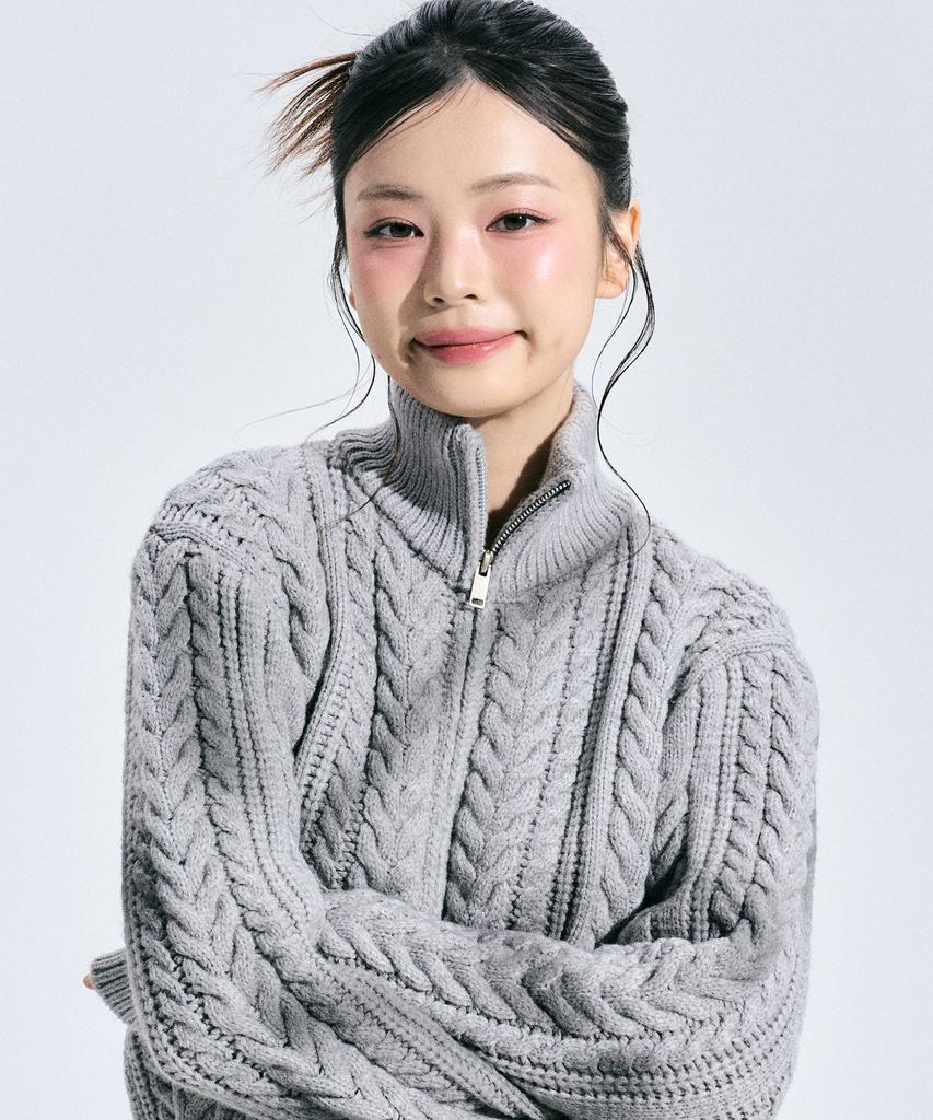 ZEROPLANET Eleanor Spray Knit Zip-Up [Grey]