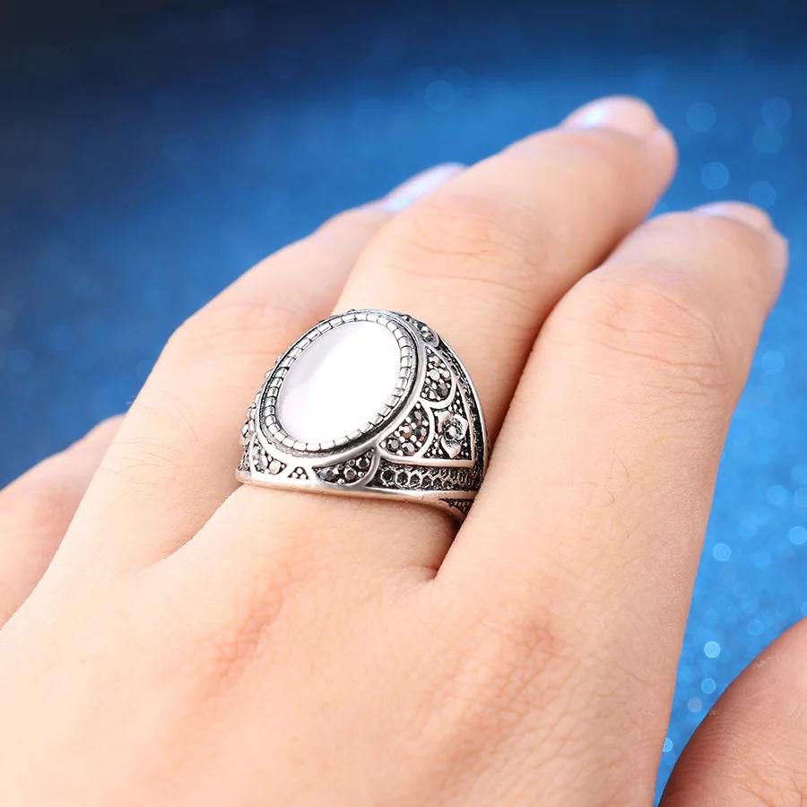 Fashion Gold Color Opal Engagement Ring Women Vintage  Mens Ring Anillos Mujer Anel Bagues Masculino