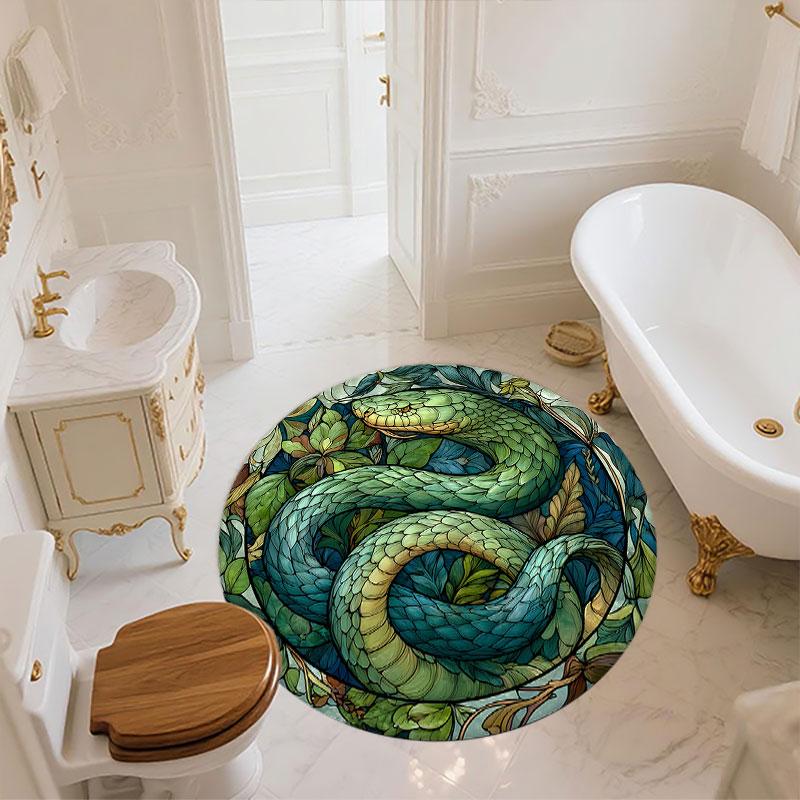 Snakes & Green Dragons Pattern Round rug,Carpet Rug for Living Room Bedroom Playroom ,Non-slip Floor Mat,Holiday Gifts and Birthday Gifts.