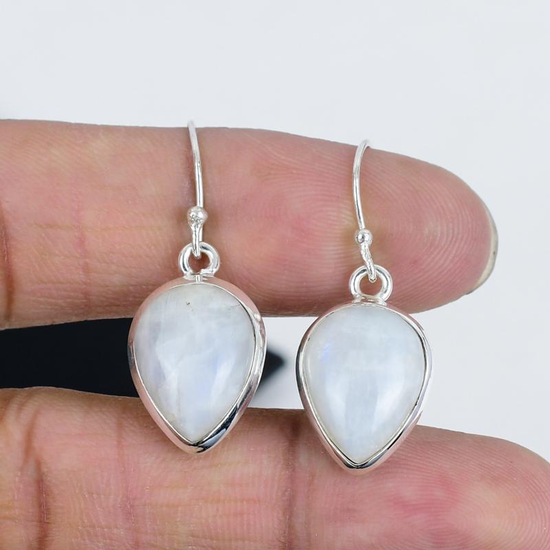 Naturaal Rainbow Moonstone Gemstone Earrings, 925 Sterling Silver Earring, Handmade Boho Silver Jewelry Dangle Earrings, Gift For Mom