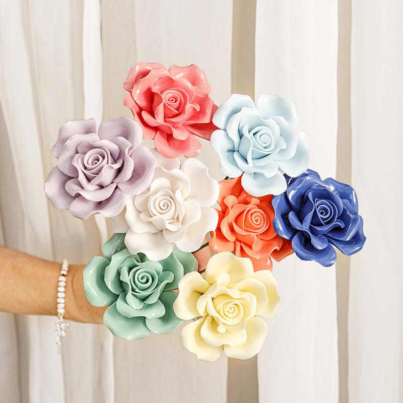 Artificial Flower Ceramic Handmade Fake Flower Art Floral Home Decor Wedding Party Prop Festivity Occasion Valentine's Day Props