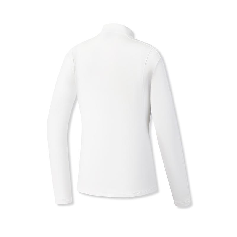 Fila Ski Series Fleece Warm Fashion Slim Simple Casual Sports Long Sleeve T-Shirt Women Tops Jade-White A11W546204FWT