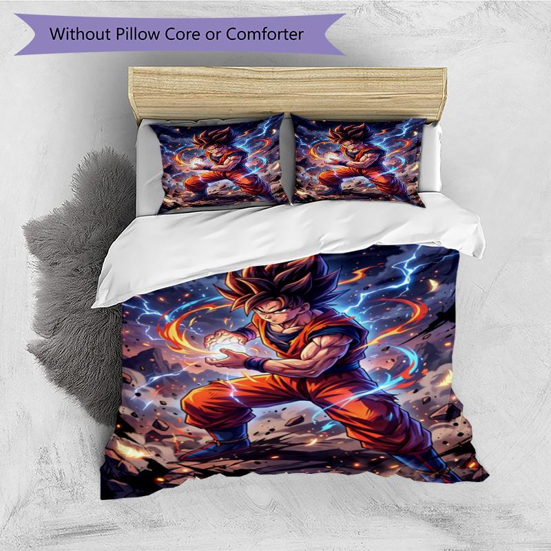 3pcs Duvet Cover Set (1*Duvet Cover + 2*Pillowcase, Without Core), Dragon Ball Print Bedding Set, Bedroom Decor, All‑Season, Gift