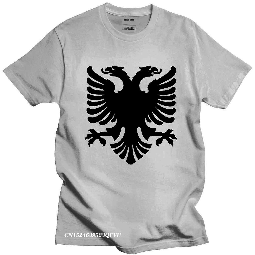 Flag Of Albania Eagle Tshirts Men Cotton Albanian Pride Tee Tops Round Neck Kawaii T Shirt Streetwear Men Casual Tshirt