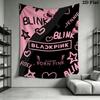 Blackpink Wandteppich Ästhetisches Wandbehang Gedruckter Stoffdecke Dekorative Wandteppiche für Schlafzimmer Wohnzimmer Heimdekoration
