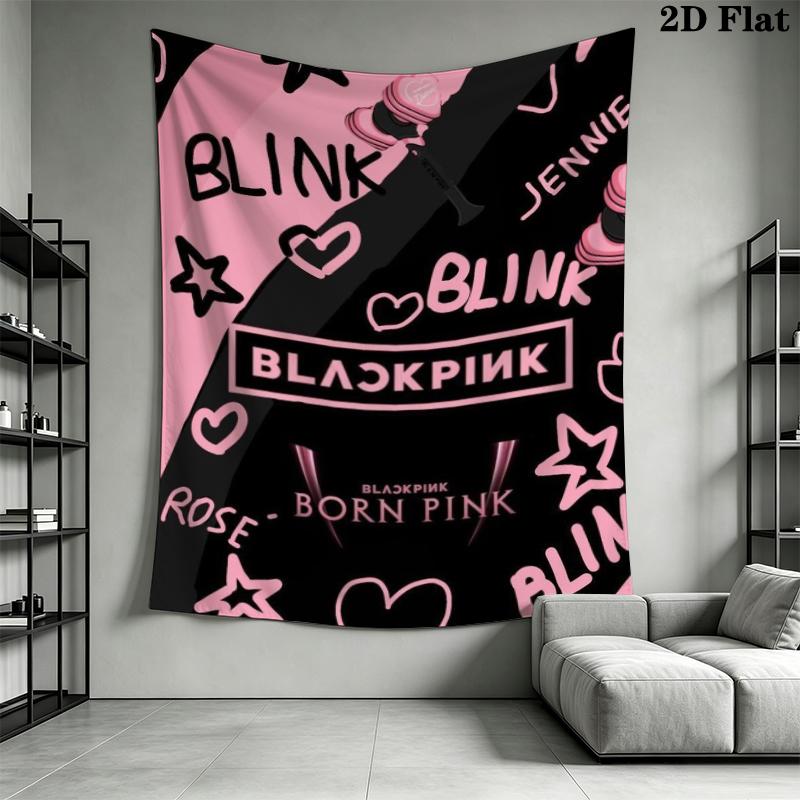Blackpink Wandteppich Ästhetisches Wandbehang Gedruckter Stoffdecke Dekorative Wandteppiche für Schlafzimmer Wohnzimmer Heimdekoration