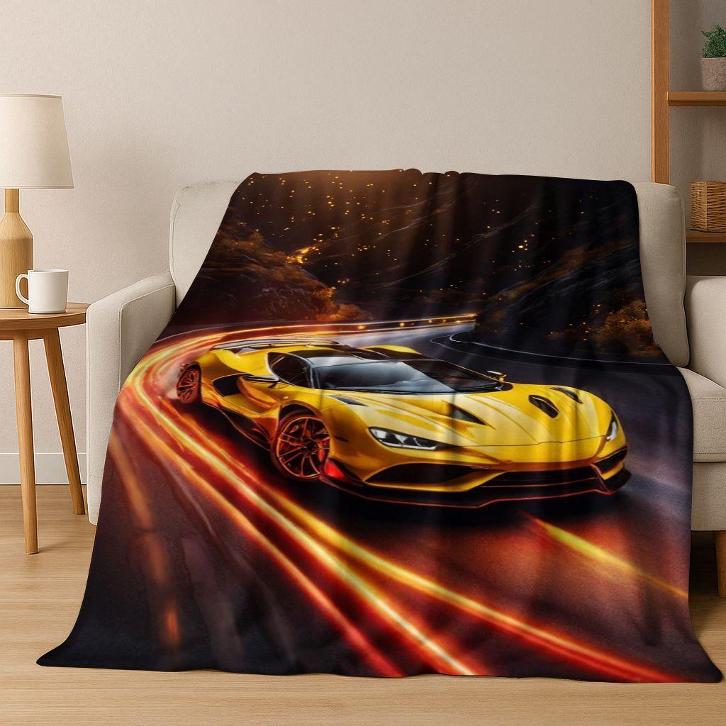 Future Concept Sports Car Racing Bike Art Flannel Blanket,Cozy Soft Throw Blanket for Home Bedroom Bed Sofa Picnic Cover Gift