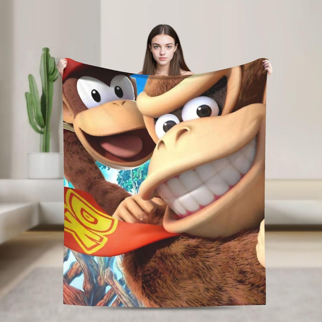 Fun Donkey Kongs Plush Blankets Girls Boys Flannel Bedding Throws For Couch Chair Super Soft Design Quality Bedspread Gift