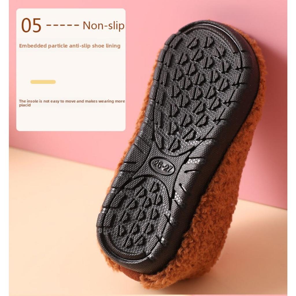 Plüsch Kinderbodensocken, Schuhe für Damen und Herren, Baby Anti-Rutsch-Sohle, Verdickte Herbst- und Winterbaumwollschuhe, Indoor-Hausbaumwollpantoffeln