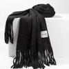 Women Girls Elegant Scarf Winter Thicken Warm Solid Color Knitted Long Tassel Scarves Soft Cotton Thickened Shawl Wraps Women