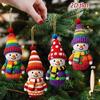16/32 Stück Holz Schneemann Ornament Set Handgefertigt Bunte Strick Schneemann Figur Weihnachtsbaumschmuck für Heimdekoration