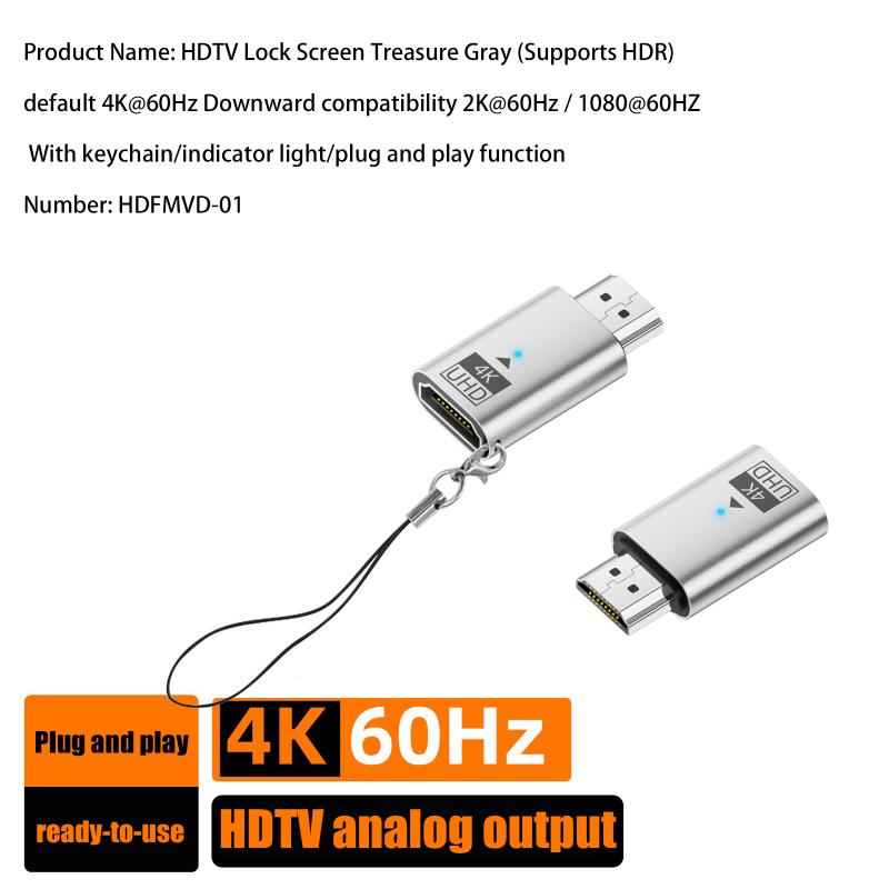 4K@60Hz -Compatible Male To Female Hdr Virtual Monitor Edid Emulator For Pc Hdtv Laptop Projector Adapter