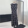Retro Plaid Sleeveless Irregular Hem Long Dress Vest for Women