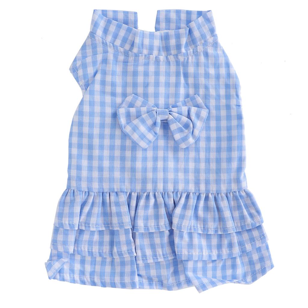 Blue Pet Summer Clothes Dog Polyester Sleeveless TShirt Skirt BowKnot Dress