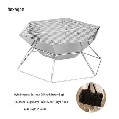 OEING Outdoor Stainless Steel Folding Charcoal BBQ Grill
