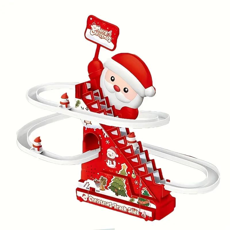 Christmas Santa Electric Toy Car - Battery Operated Fun Slide Track Car for Kids