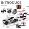 Tesla 1/24 Pickup Truck Trailer Caravan Alloy Model Off-Road Car