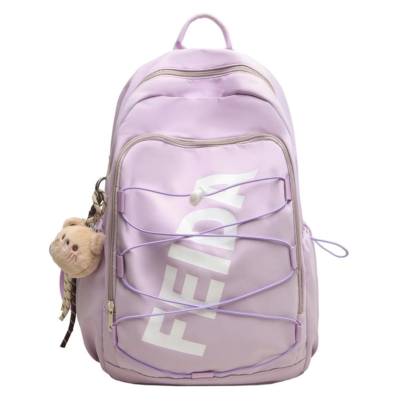 

Студенческий школьный рюкзак Многофункциональная легкая дорожная сумка Женский рюкзак с принтом букв фиолетовый