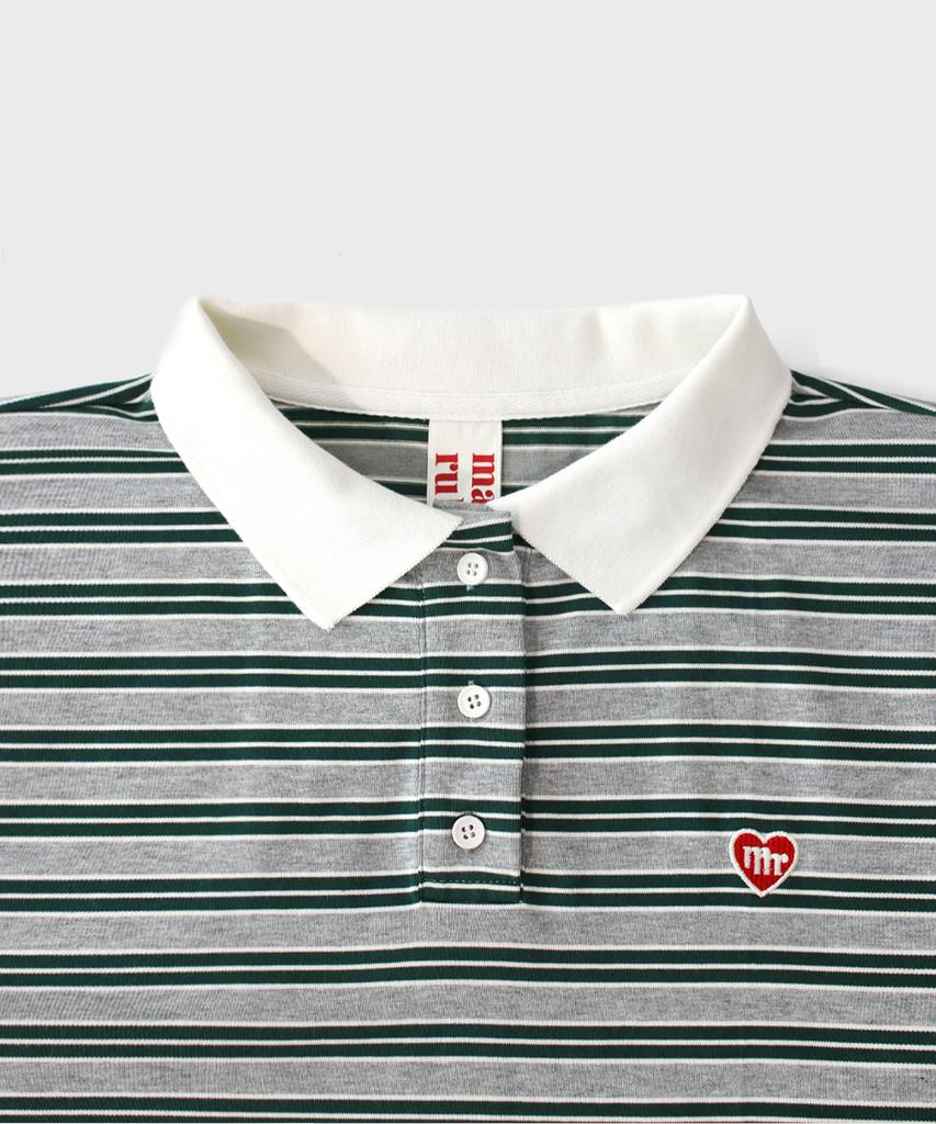 Maseumaluljeueopaeleol Multi Strip Collar Long Sleeve_Melange Gray