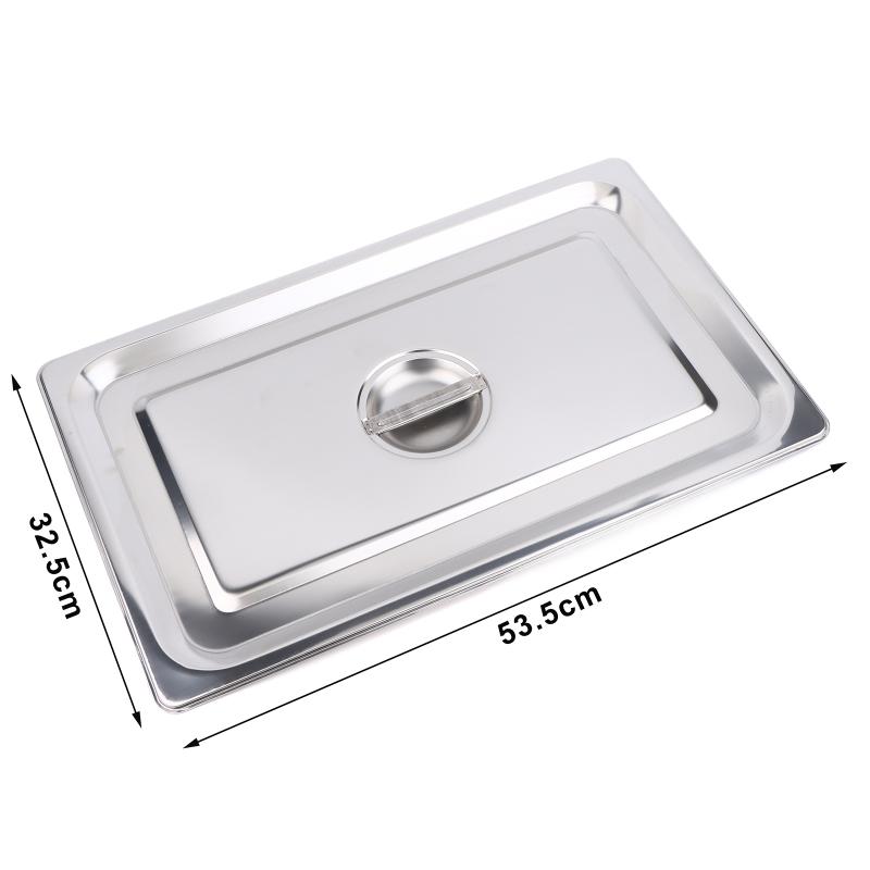 [ZYAS]Stainless Steel 1/9 1/6 1/4 1/3 1/2 1/1 Food Pan Lid Steam Table Pan Covers Notched Lids With Handle Lock Heat
