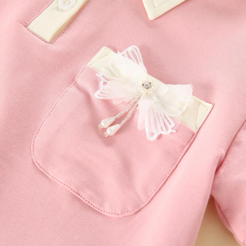 Girls' Summer Casual Sporty Polo Shirt and Skirt Set