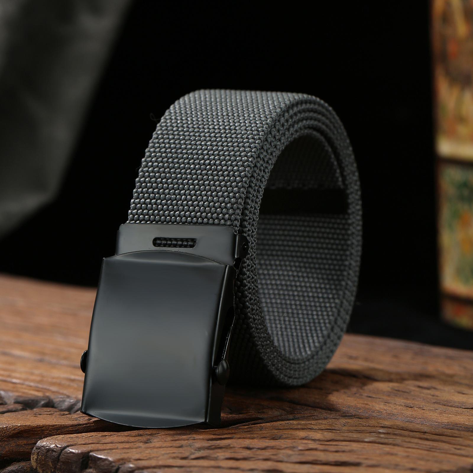 

Мужской повседневный холщовый тактический ремень с автоматической пряжкой, однотонный ремень для комбинезона, простой студенческий тканевый ремень 125cm светло-серый