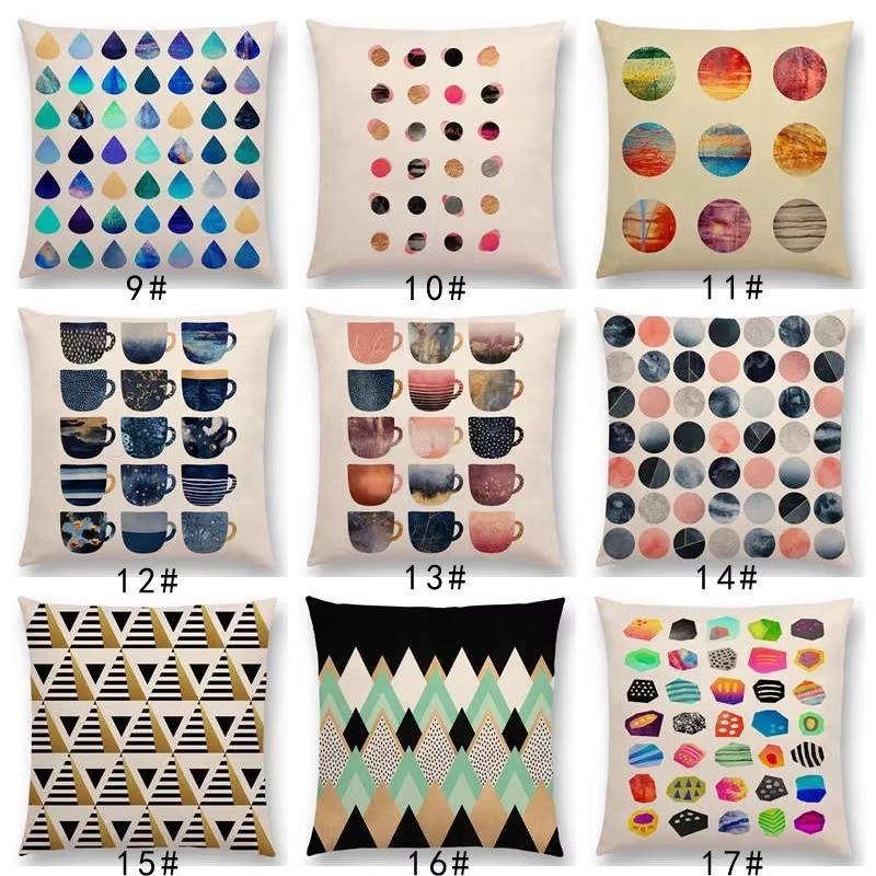 New Abstract Colourful Geometric Pattern Sweet Watercolor Dream Square Round Triangles Gorgeous Cushion Cover Throw Pillow Case