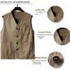 Men's Plus Size Cotton V-Neck Fishing Vest – Middle-Aged & Elderly Casual Sleeveless Jacket