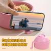 Microwave Ramen Bowl Cooker Set Wheat Straw Instant Noodles Bowl Handles,Ramen Noodle Cooker with Spoon Chopsticks Fork Camping