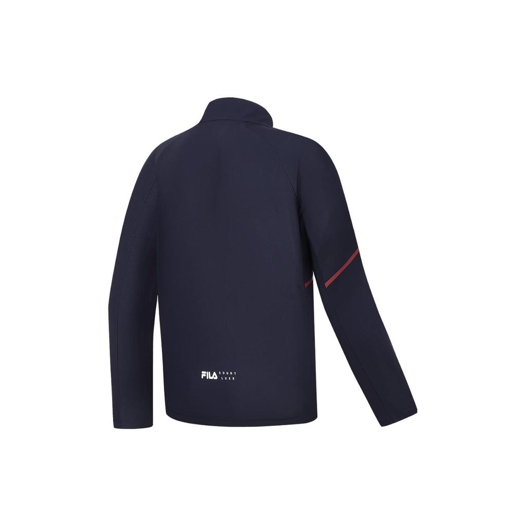 FILA Letter Logo Printed Tennis Knit Sports Jacket Men Jackets Dark-Blue A11M333502F-NV