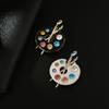 Enamel Fine Workmanship Shiny High Gloss Geometric Decoration Rust-resistant Exquisite Draw Palette Brooch