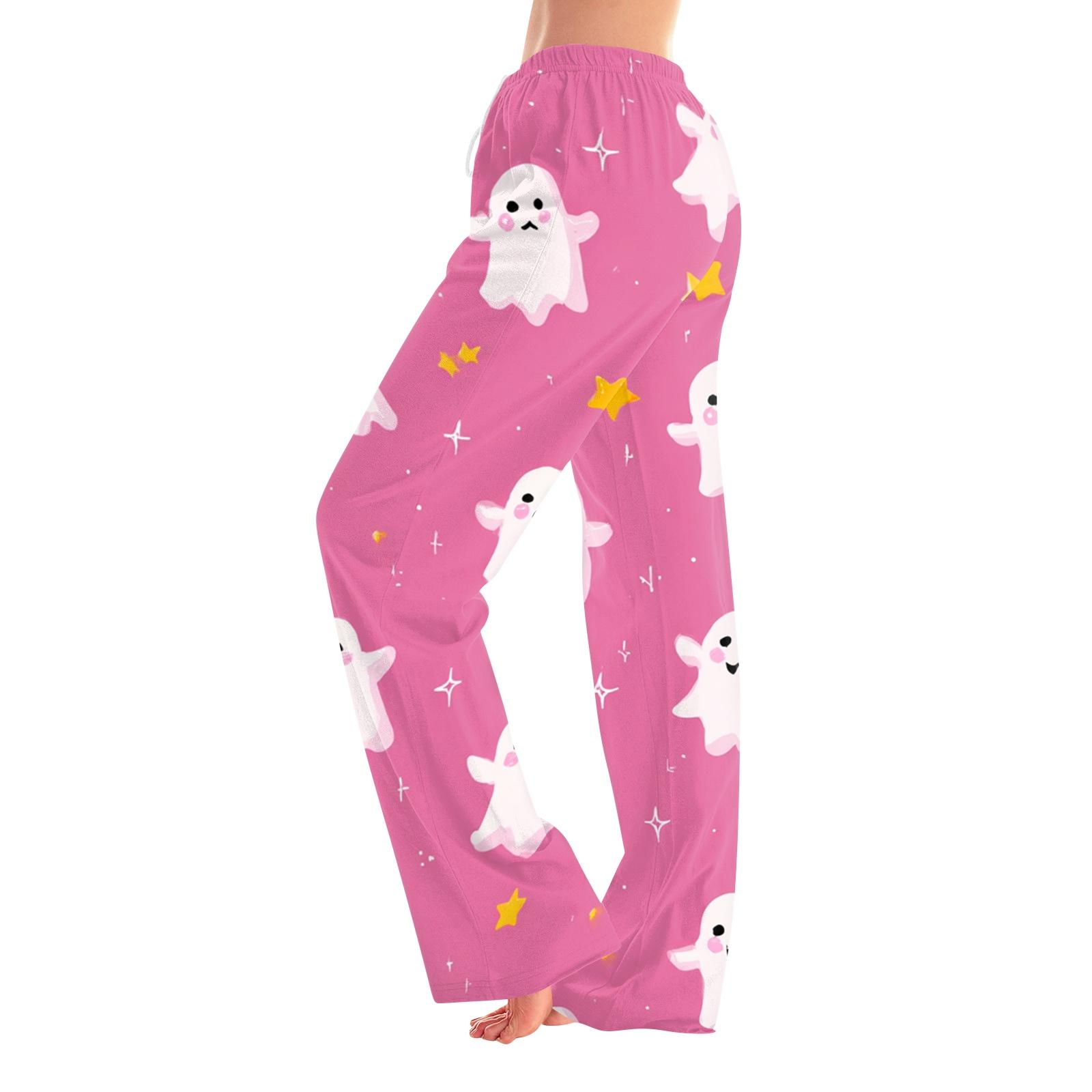 Women s Halloween Print Elastic Waist Drawstring Pajama Pants for Casual and Sleepwear M