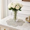 Rose Placemat, Round Embroidered Light Breathable Placemat, Protects Against Stains Burns Scratches Coasters, for Kitchen Dining Room
