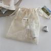 Lace Embroidered Daisy Mesh Drawstring Makeup Bag Cute Summer Travel Cosmetic Toiletry Organizer Storage Pouch for Accessories