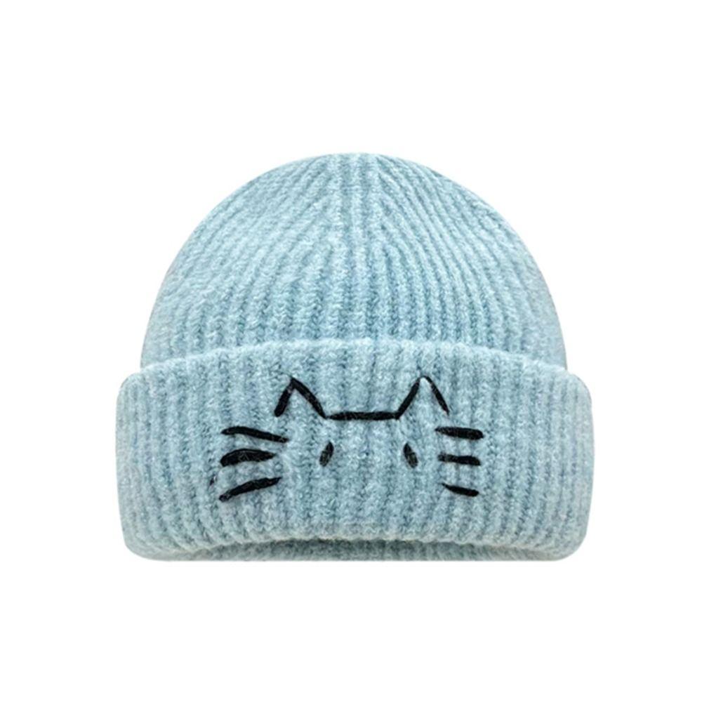 Embroidered Kitten Knit Beanies Wool Printing Knit Cap Retro Cute Cat Knitted Hat  Outdoor
