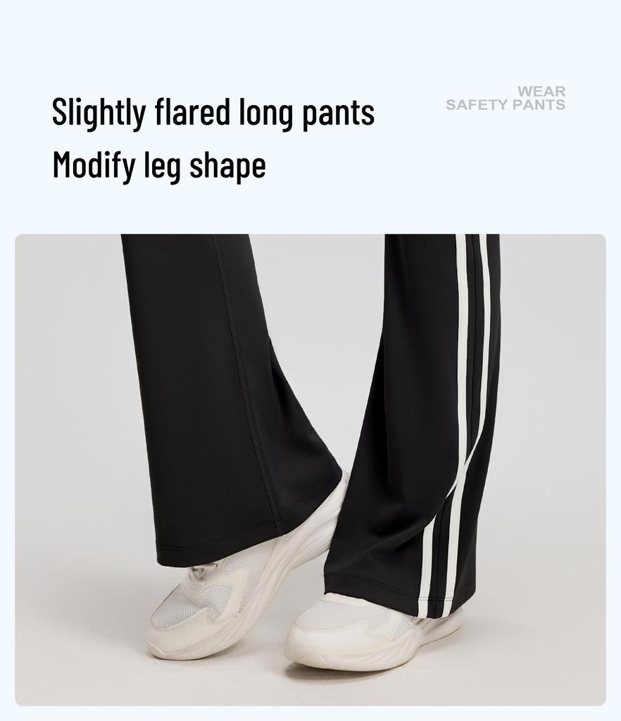 Yoga Flared Pants and Top Striped Slimming Sportswear Set