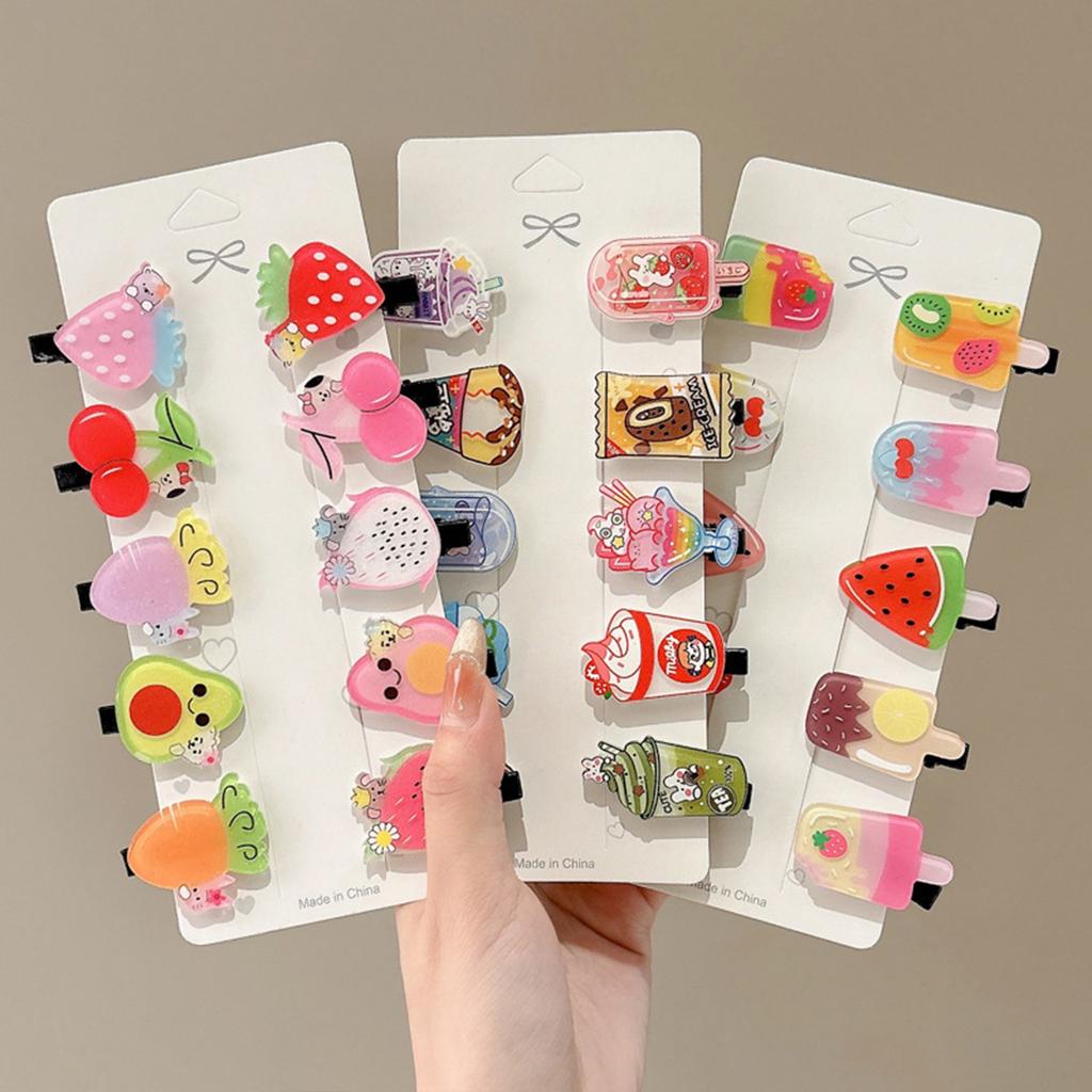 Women Barrettes with Cartoon Pattern Print Sturdy Comfortable to Wear Hair Pins for Daily Home Office Outdoor