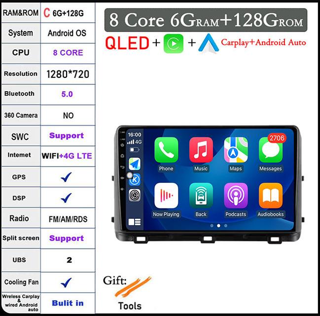 9'' Android 14 For Kia Ceed 3 CD 2018 - 2022 Carplay Auto Car Radio Multimedia GPS Video Player Stereo DSP Head Unit WIFI+4GLTE