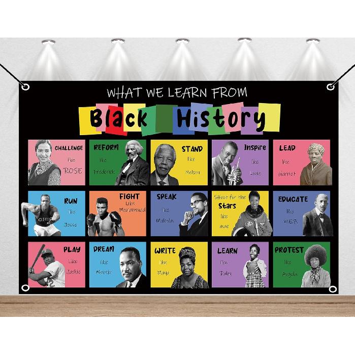 Black History Month Decoration Backdrop Banner for Classroom School Kids Office Party Door, Black History Month Decorations for Bulletin Board