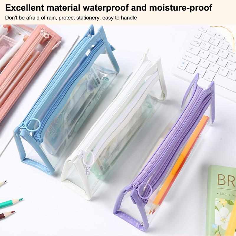 Transparent Pencil Case Large Capacity Simple Pen Bag Waterproof Cosmetic Bag School Study Stationery Office Supplies Makeup Bag