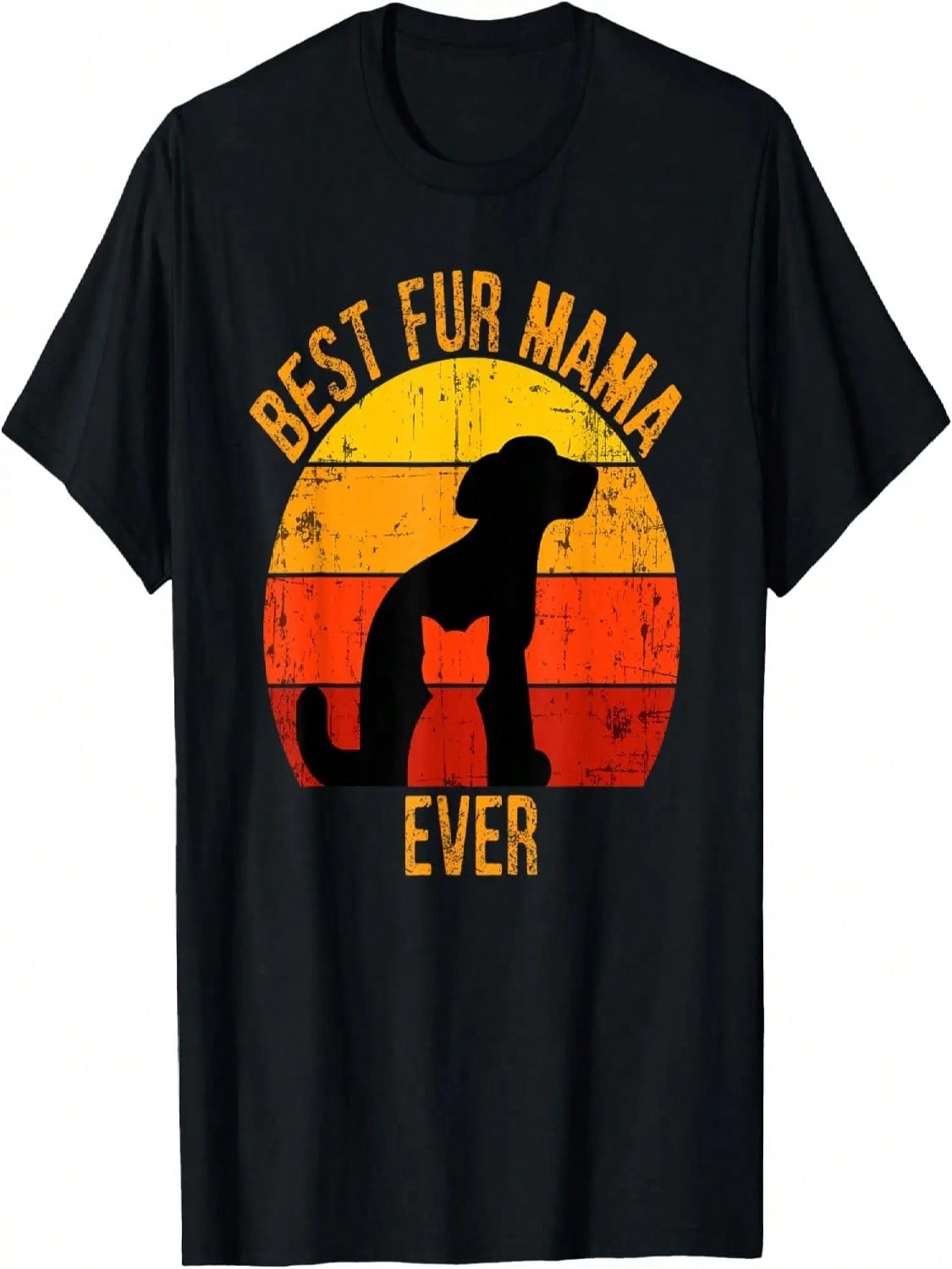 Funny Best Fur Mama Ever Vintage Retro Dog Cat Owner T-Shirt S разноцветный