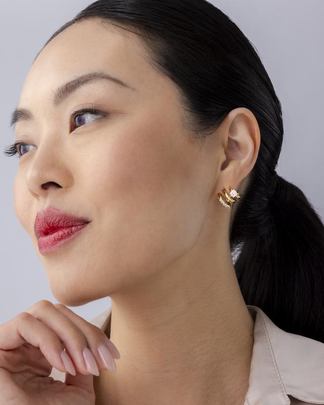 Trendy Gold-Plated Zirconia Stud Earrings - Thickened, Super Sparkle, Cross-Border Fashion Jewelry