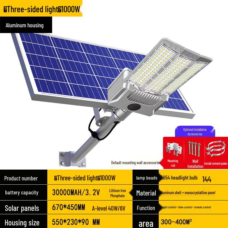 Leistungsstarke Solar-Gartenleuchte für den Außenbereich - Superhell, Weitwinkel-Straßenlaterne