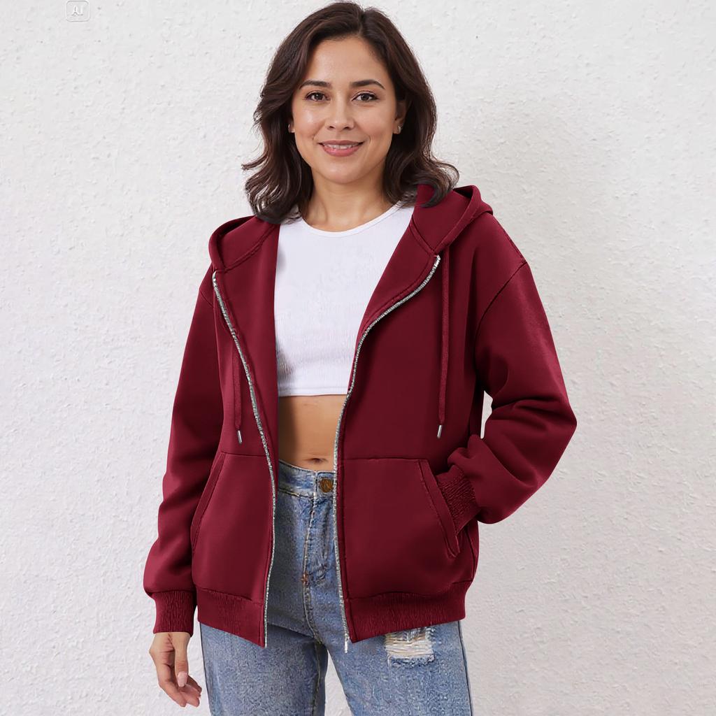 Women's Off Shoulder Zipper Hoodie Sweatshirt  Fashion Clothing Casual Jacket