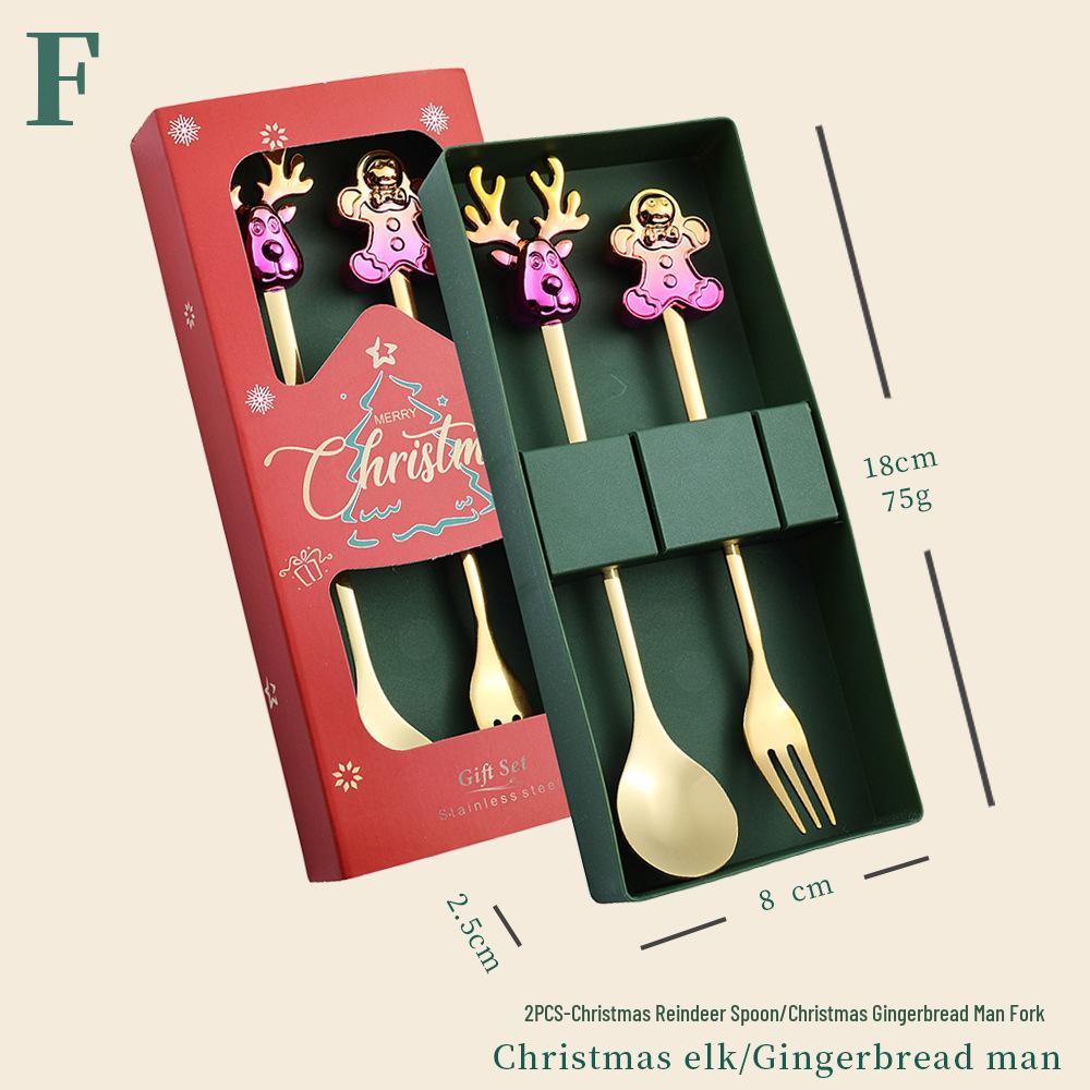 Cartoon Christmas Stainless Steel Cutlery Set: Colorful Spoon & Fork