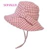 SOMALER Women's Summer Plaid Sun Hat Cotton Beach UV Protection Bucket Hat