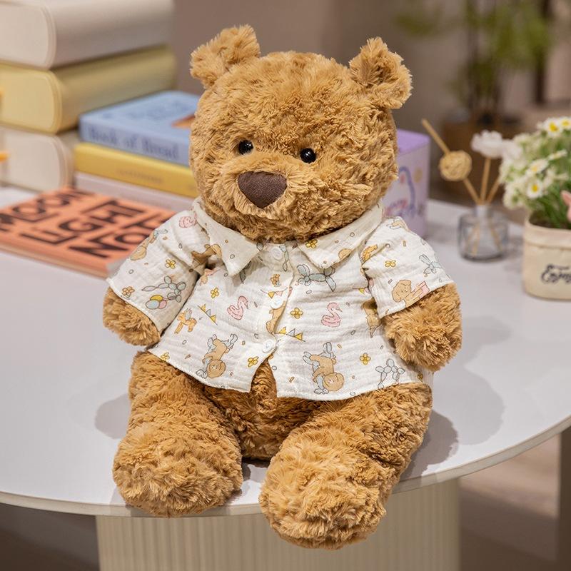 Cartoon Barcelona Bear Doll Brown Clothes Teddy Bear Plush Toy Doll Children's Pillow Doll Gift