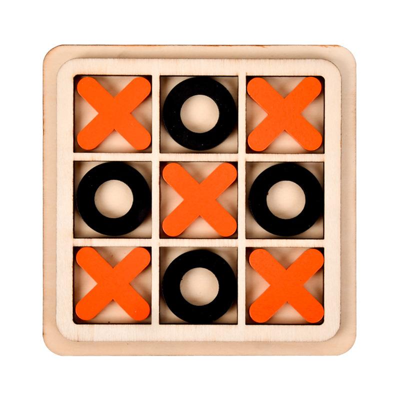 Toy Wooden Tic-Tac-Toe Chess Three Line OX Puzzle Board Party Table Games Building Blocks Toys For Kids Children Early Education